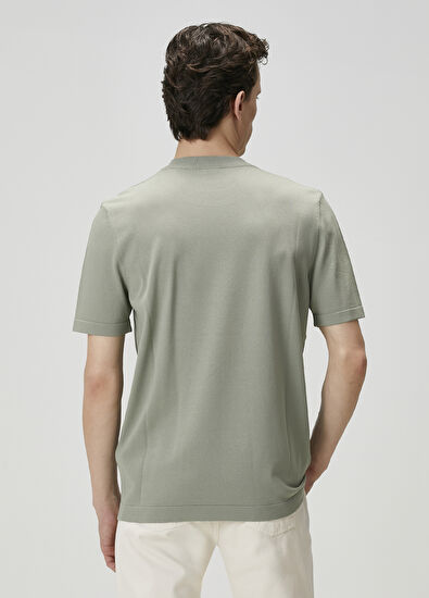 Beymen Club Açık Haki Logo Jakarlı Kısa Kollu Kazak - 5