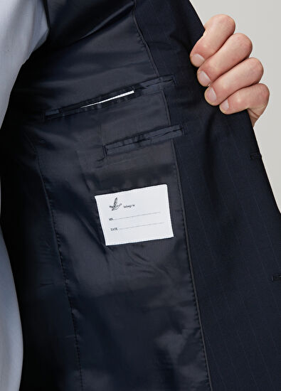 Beymen Club Navy Blue Stripe Patterned Wool Blend Suit - 10