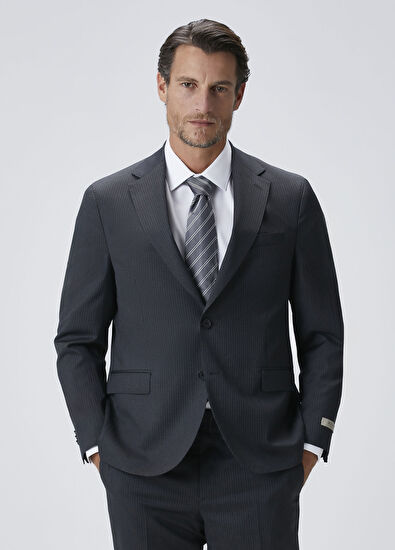 Drop 4 Füme Çizgili Yün Takım Elbise - Görsel 5