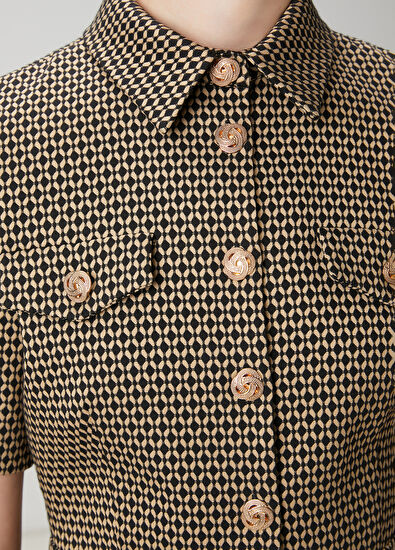 Beymen Club Gold Siyah Desenli Mini Elbise - 7