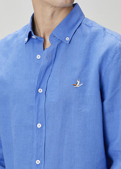 Beymen Club Comfort Fit Blue Linen Shirt - 6