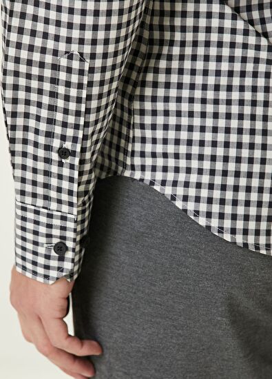 Beymen Club Slim Fit Mini Plaid Patterned Organic Cotton Shirt - 7