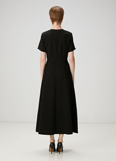 Beymen Club Siyah Gold Düğmeli Midi Elbise - 6