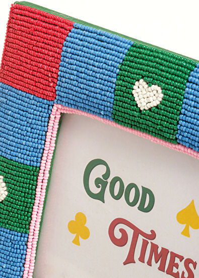 Zsa Zsa Zsu Dadrı Colored Glass Bead Wooden Frame 17 x 17 cm - 3