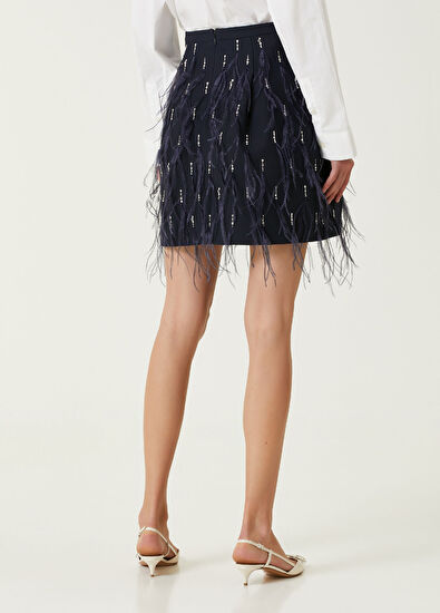 Valentino Navy Blue Mini Wool Skirt - 5