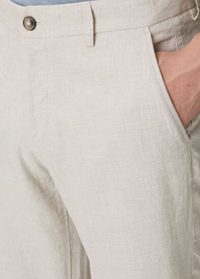 Beymen Club Bej Keten Karışımlı Klasik Pantolon - 4