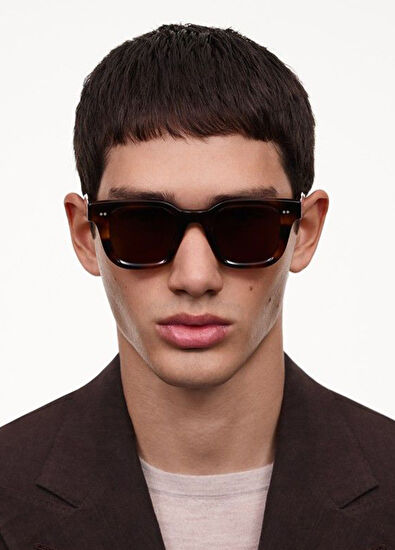 Sun Tortoise Kahverengi Asetat Unisex Güneş Gözlüğü - Görsel 4