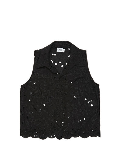 Beymen Club Black Embroidered Sleeveless Shirt - 7