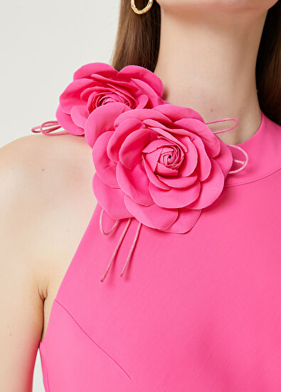 Beymen Club Pembe Çiçek Detaylı Midi Abiye Elbise - 5