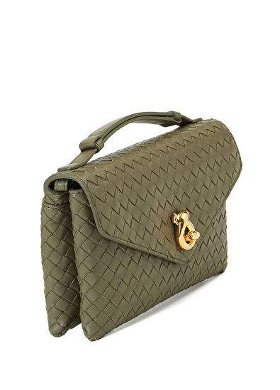 Knot Lock Haki Kadın Deri Çanta - Görsel 4