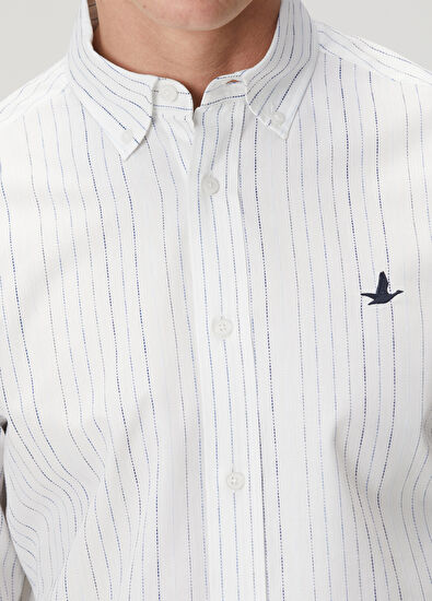 Beymen Club Comfort Fit White Spot Embroidered Shirt - 6