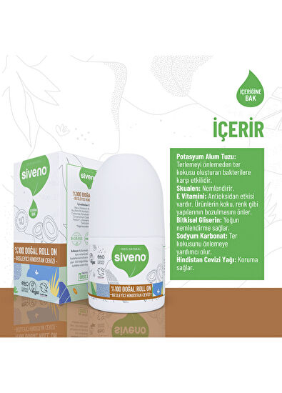 Siveno Natural Deodorant Herbal Vegan Coconut Roll On 50 ml - 5