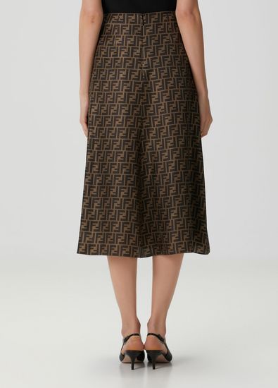 Fendi Brown Midi Silk Skirt - 4