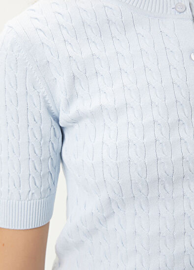 Beymen Club Blue Cable Knit Mini Cardigan - 7