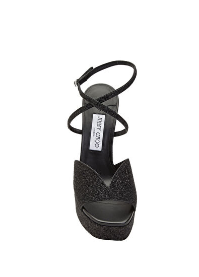 Karli Siyah Platform Kadın Sandalet - Görsel 5
