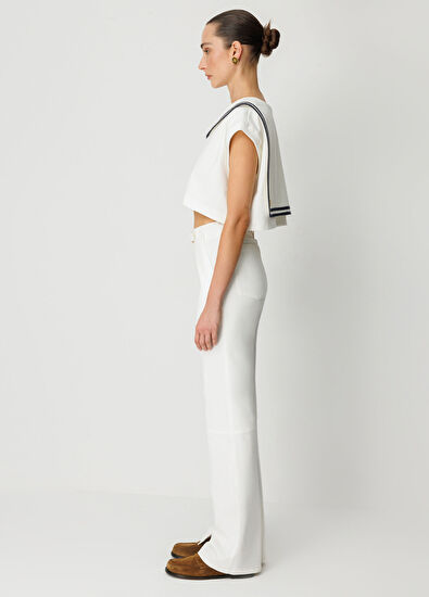 Wabi Sabi Sail Ecru Sleeveless Women's Short T-shirt - 7