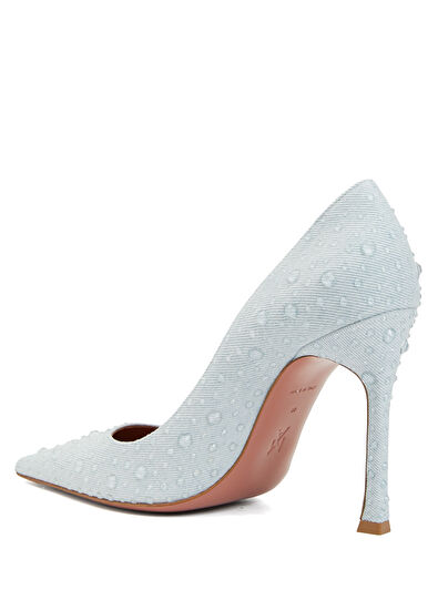 Amina Muaddi Elsa Mavi Deri Stiletto - 3