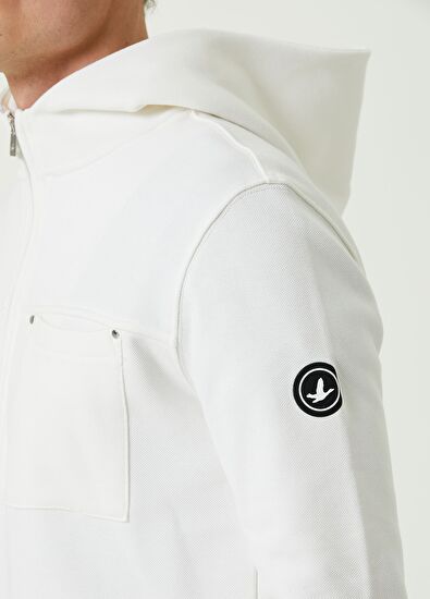 Beymen Club Beyaz Kapüşonlu Yarım Fermuarlı Sweatshirt - 6