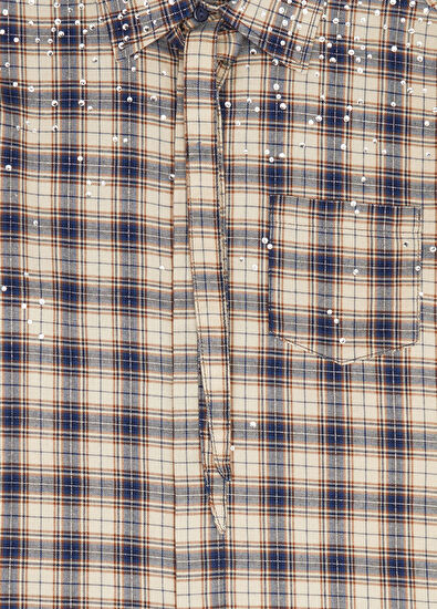 Beymen Club Navy Blue Ecru Mini Plaid Shirt - 5