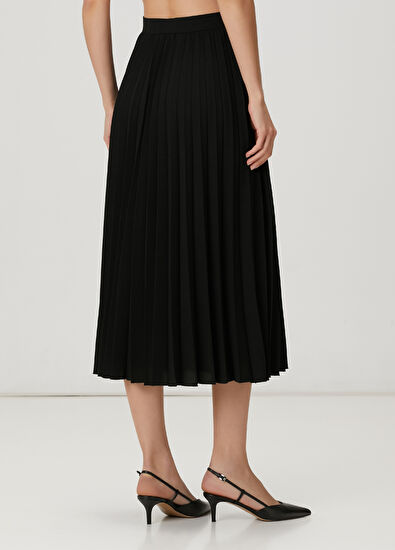 Beymen Club Black Plisoleil Midi Crepe Skirt - 4