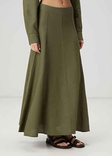 Beymen Club Haki Maksi Keten Etek - 3