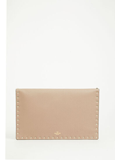 Rockstud Large Pudra Kadın Deri El Portföyü - Görsel 5