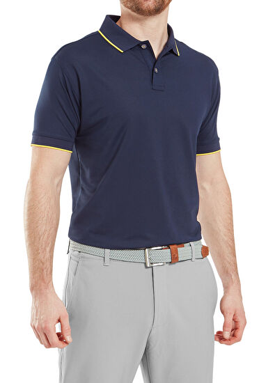 FootJoy Tipped Pique Navy Blue Short Sleeve Men's Golf T-Shirt - 3