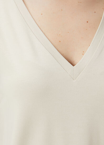 Beymen Club Beige Modal T-Shirt - 4