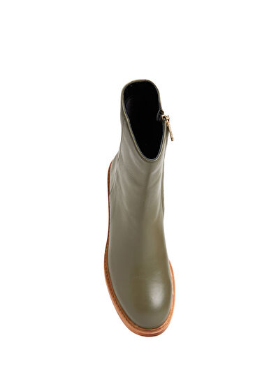 Beymen Club Haki Ahşap Topuklu Deri Bot - 4