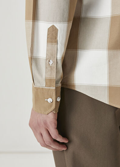 Beymen Club Comfort Fit Camel Plaid Patterned Shirt - 7