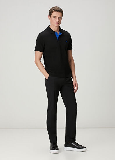 Beymen Club Siyah Slim Fit Yaka Altı Baskılı Basic Polo Tshirt - 3