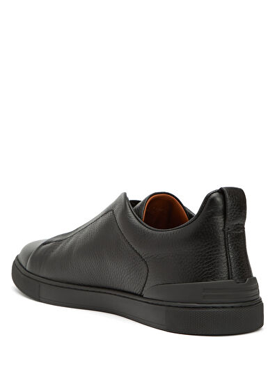Siyah Erkek Deri Sneaker - Görsel 4