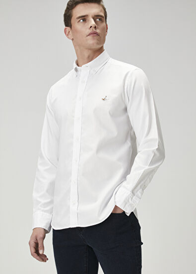 Beymen Club Slim Fit White Oxford Shirt - 5
