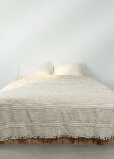 Qua Home Mercy Jacquard Beige Cotton Double Bedspread 230 x 240 cm - 5