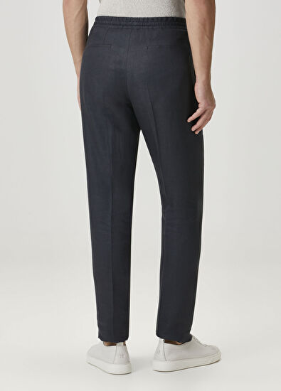 Lardini Antrasit Beli Kordonlu Keten Pantolon - 3