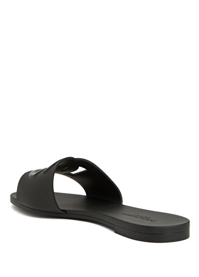 Siyah Kadın Deri Plaj Terliği - Görsel 4