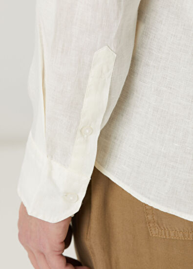 Beymen Club Cream Comfort Fit Linen Shirt - 7