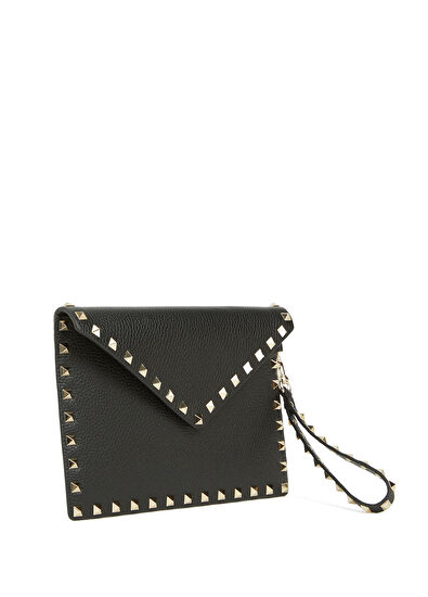 Rockstud Siyah Kadın Deri El Portföyü - Görsel 4