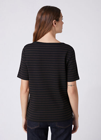 Beymen Club Siyah Kahve Çizgili T-shirt - 5