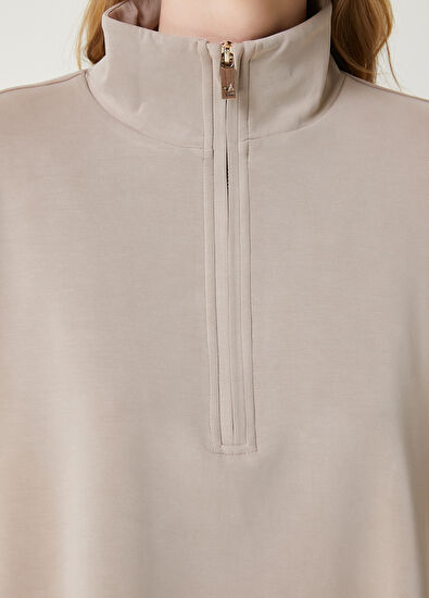 Beymen Club Beige Zipper Modal Sweatshirt - 5