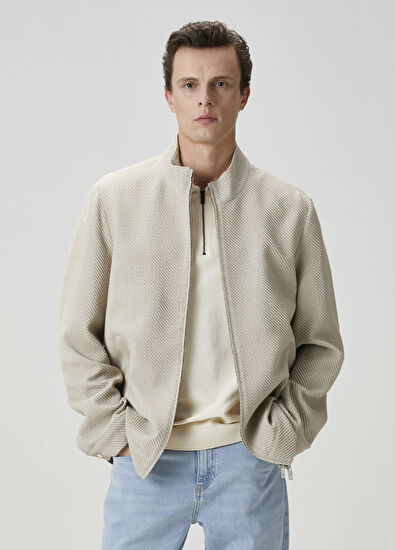 Beymen Club Beige Diagonal Patterned Coat - 3