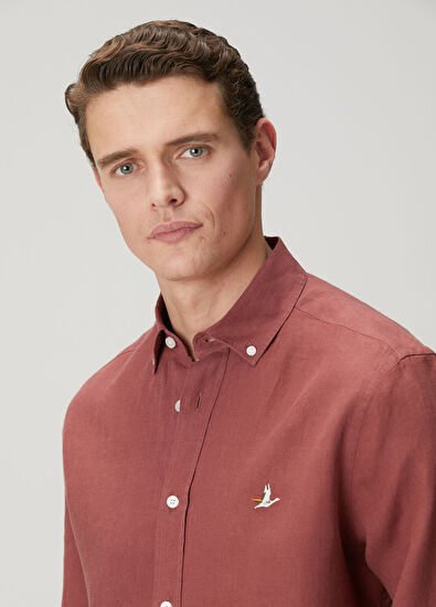 Beymen Club Dusty Rose Comfort Fit Linen Shirt - 6