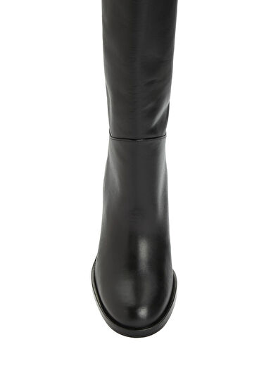Siyah Topuklu Deri Çizme - Görsel 5