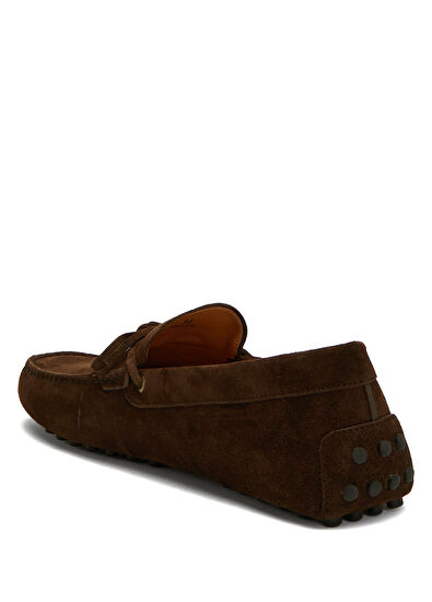 Kahverengi Bağcık Detaylı Erkek Süet Driver - Görsel 4