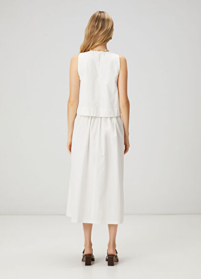Beymen Club White Two-Piece Midi Flared Taffeta Dress - 5
