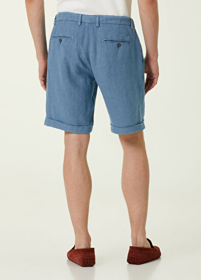 Beymen Club Regular Fit Mavi Keten Şort - 3