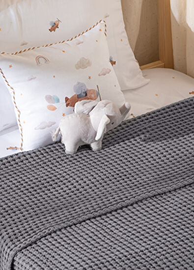 Casadora Baby Dark Grey 100% Organic Cotton Single Waffle Pique Cover 160 x 220 cm - 3