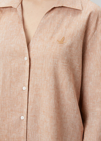 Beymen Club Açık Kahverengi Keten Gömlek - 5