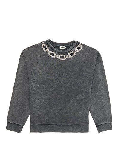 Beymen Club Anthracite Collar Chain-Detailed Sweatshirt - 7