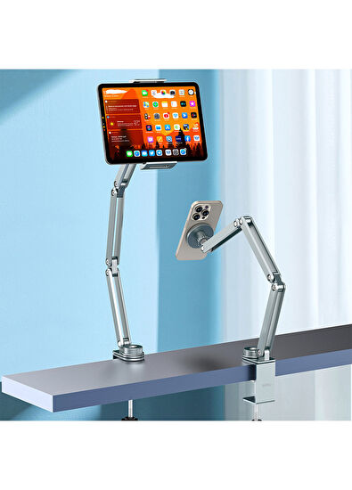 Wiwu Gri Metal Ayarlanabilir 360° Döner Telefon Tablet Tutucu Wi-ZM001  - 5
